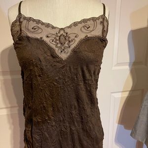 Brown embellished tank top